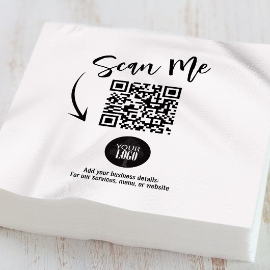 Custom Business QR Code Scan Me Cocktail Servet