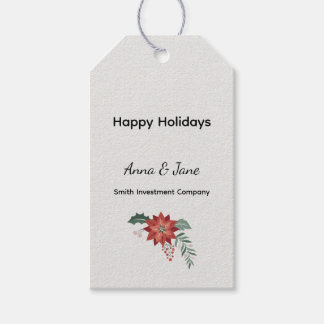Custom Business Red Holiday Flower Bough Holiday  Cadeaulabel