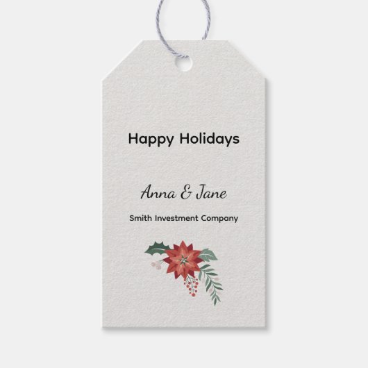 Custom Business Red Holiday Flower Bough Holiday  Cadeaulabel (Voorkant)