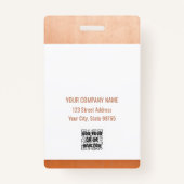 Custom Business Roos Gold Logo Barcode Employee Badge (Achterkant)