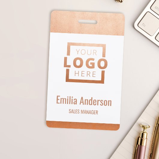 Custom Business Roos Gold Logo Barcode Employee Badge