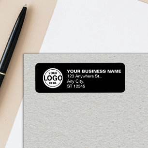 Custom Business Round Logo Black Bedrijfsadres Etiket
