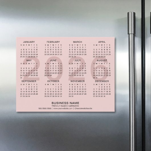 Custom Business Roze 2026 Magnetische Kalender
