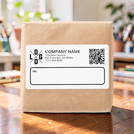 Custom Business Shipping Logo & QR Code Etiket