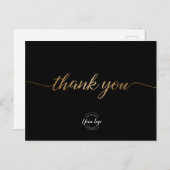 Custom Business sjabloon Elegant script Zwart goud Briefkaart (Voorkant / Achterkant)