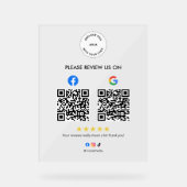 Custom Business Social Review Acrylic Sign with QR Acryl Bord (Voorkant)