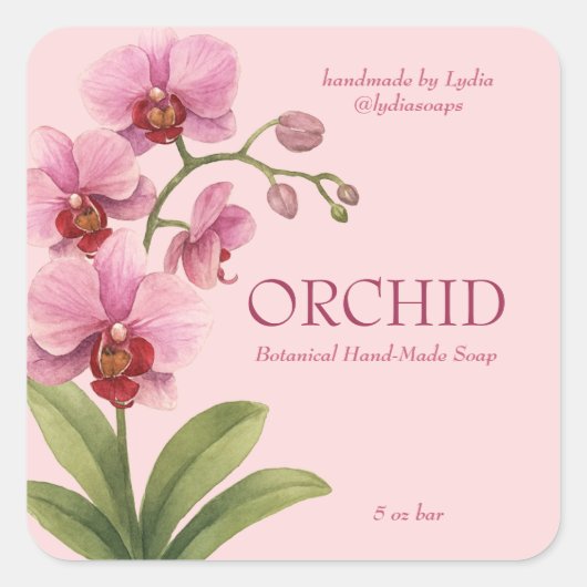 Custom Business Sticker for Orchid Handmade Soap (Voorkant)