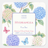 Custom Business Sticker voor Hydrangeas zeep (Voorkant)