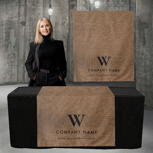 Custom Business Table Runner Banner Brown Linen Wandkleed