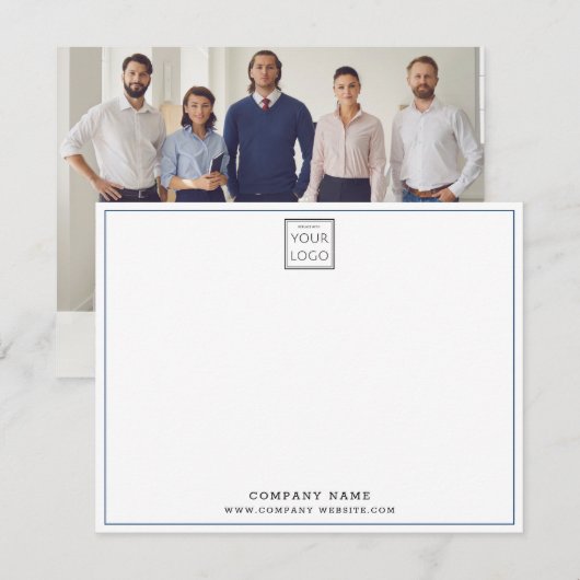 Custom Business Thank you Company Logo Name Photo  Notitiekaartje (Voorkant / Achterkant)