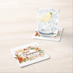 Custom Business Thanksgiving Party Herfst Flowers Kartonnen Onderzetters