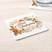Custom Business Thanksgiving Party Herfst Flowers Kartonnen Onderzetters (Schuin)