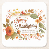 Custom Business Thanksgiving Party Herfst Flowers Kartonnen Onderzetters (Voorkant)