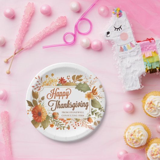 Custom Business Thanksgiving Party Herfst Flowers Papieren Bordje (Feest)