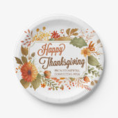 Custom Business Thanksgiving Party Herfst Flowers Papieren Bordje (Voorkant)
