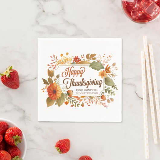 Custom Business Thanksgiving Party Herfst Flowers Servet (Insitu)
