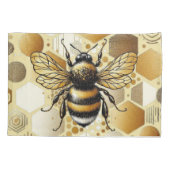 Custom Busy Bee op Honingraat: Zeshoeken en Cirkel Kussensloop (Achterkant-Links)