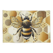 Custom Busy Bee op Honingraat: Zeshoeken en Cirkel Kussensloop (Achterkant-Rechts)