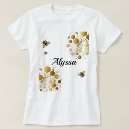 Custom Busy Bee op Honingraat: Zeshoeken en Cirkel T-shirt