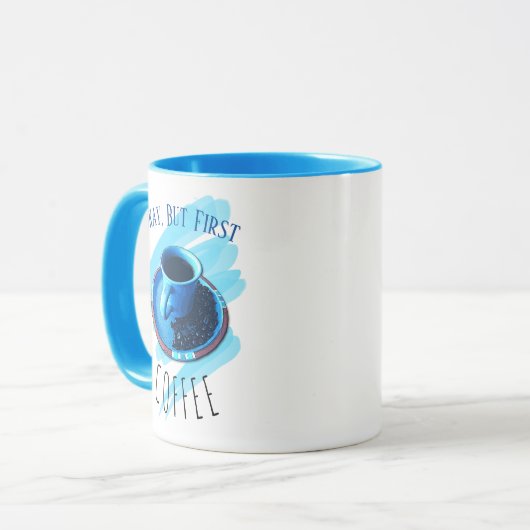 Custom But First Coffee Coffee Cup Saucer Beans Mok (Voorkant links)