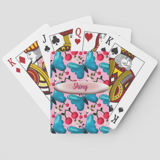 Custom butterfly floral pattern gift  pokerkaarten (Achterkant)