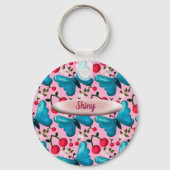 Custom butterfly floral pattern gift  sleutelhanger (Voorkant)