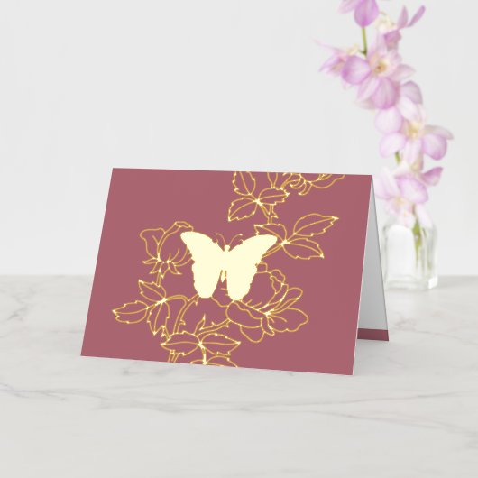 Custom Butterfly Gold Foil Kaart (Orchidee)