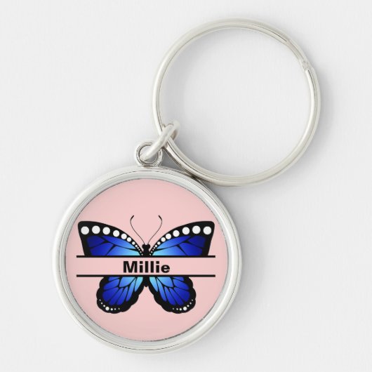 Custom Butterfly Name Keychain Gift for Her (Voorkant)