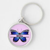 Custom Butterfly Name Keychain Gift for Her (Voorkant)