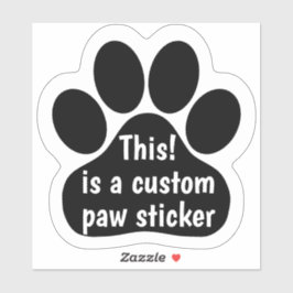 Custom by You Paw Print - Zwart Auto Venster Decal Sticker