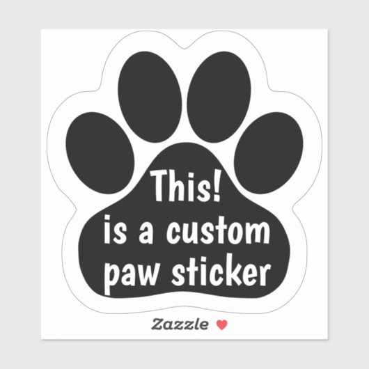 Custom by You Paw Print - Zwart Auto Venster Decal Sticker (Vel)