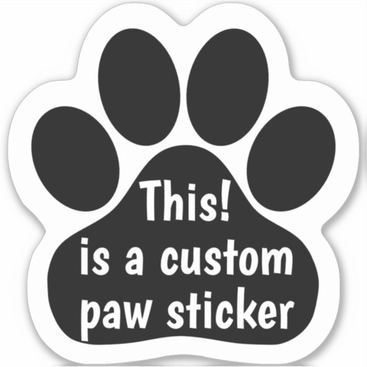 Custom by You Paw Print - Zwart Auto Venster Decal Sticker (Voorkant)