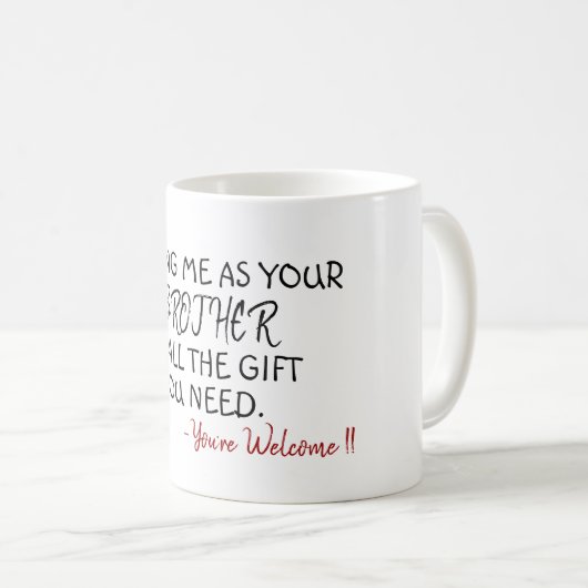 Custom cadeau idee voor broer zus grappige koffie koffiemok (Voorkant rechts)