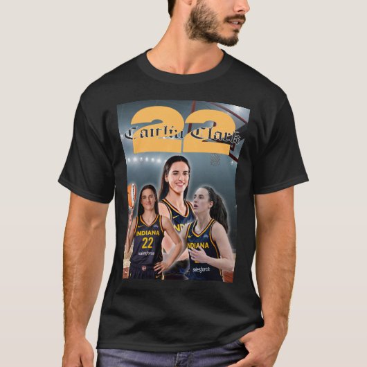 Custom Caitlin Clark Indiana Basketbal T-shirt - (Voorkant)