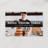 Custom Cake Baker Birthday Business Company Busine Visitekaartje (Voorkant)