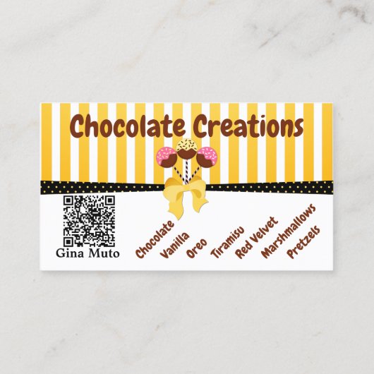 Custom Cake Pop Bakkerij met QR Code Visitekaartje (Achterkant)