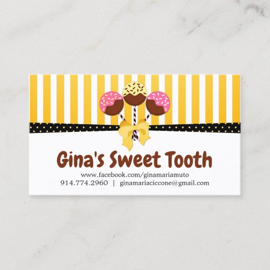 Custom Cake Pop Bakkerij met QR Code Visitekaartje (Voorkant)