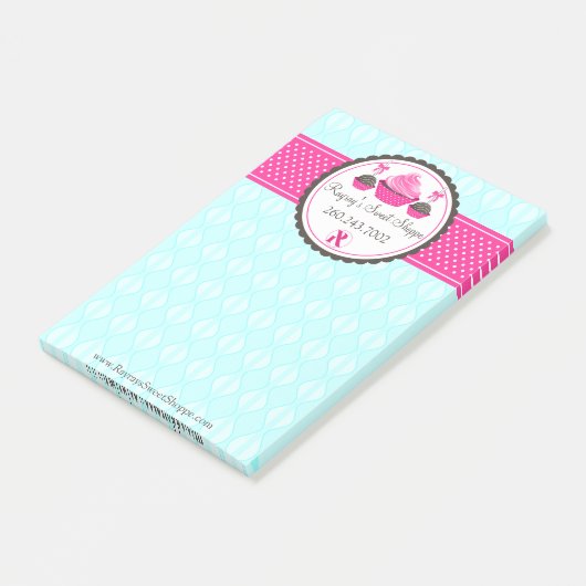Custom Cake Poppen en Cupcake Aqua Pink V1 Post-it® Notes (Schuin)