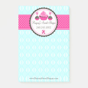 Custom Cake Poppen en Cupcake Aqua Pink V1 Post-it® Notes