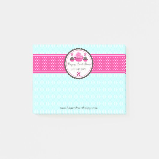 Custom Cake Poppen en Cupcake Aqua Pink V2 Post-it® Notes (Voorkant)