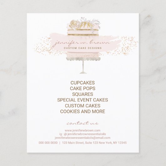 Custom Cakes Baker Event Patisserie Flyer Girly (Voorkant)