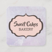 Custom Cakes Bakkerij Paarse aquarel Vierkante Visitekaartje (Achterkant)