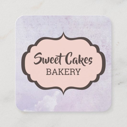 Custom Cakes Bakkerij Paarse aquarel Vierkante Visitekaartje (Achterkant)