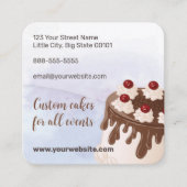 Custom Cakes Bakkerij Paarse aquarel Vierkante Visitekaartje (Voorkant)