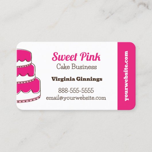 Custom Cakes Roze Bakkerij Menu Smaken Visitekaartje (Voorkant)