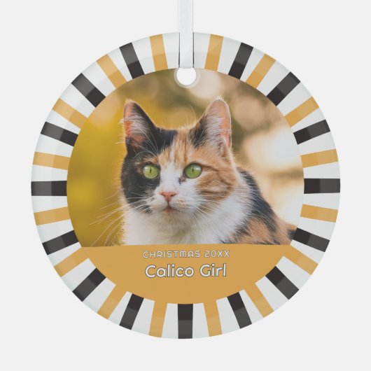Custom Calico Cat Photo Glas Ornament (Voorkant)