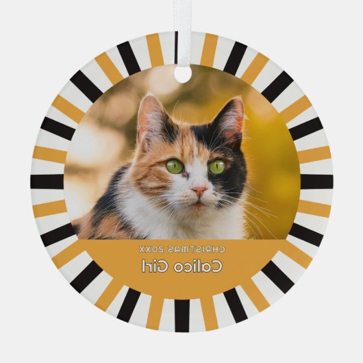 Custom Calico Cat Photo Glas Ornament (Achterkant)