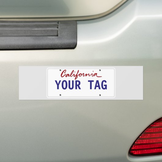 Custom California License Bord Bumpersticker (Op auto)