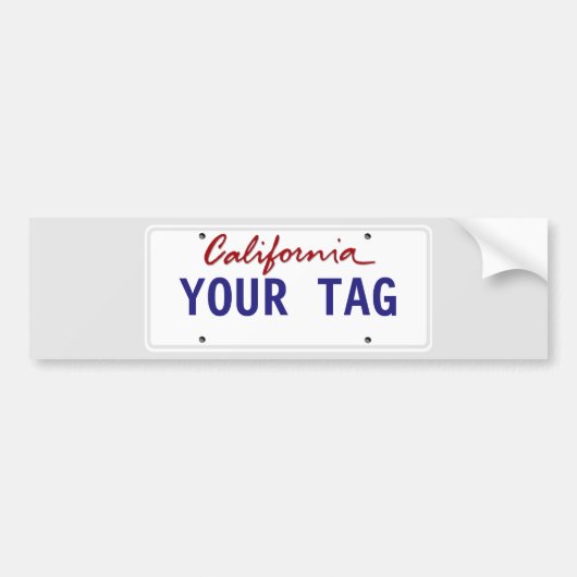 Custom California License Bord Bumpersticker (Voorkant)