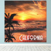 CUSTOM CALIFORNIA SUNSET BEACH NATUUR BEAUTY CANVAS AFDRUK (Insitu (Houten vloer))